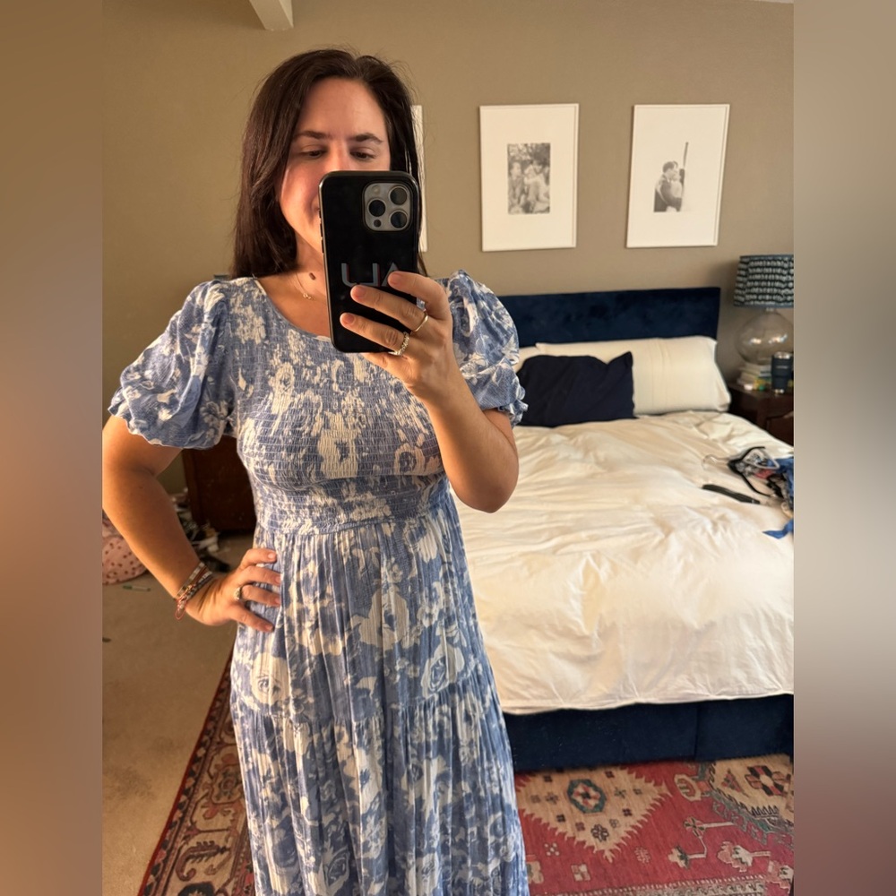 Vici Blue and White Floral Maxi Dress